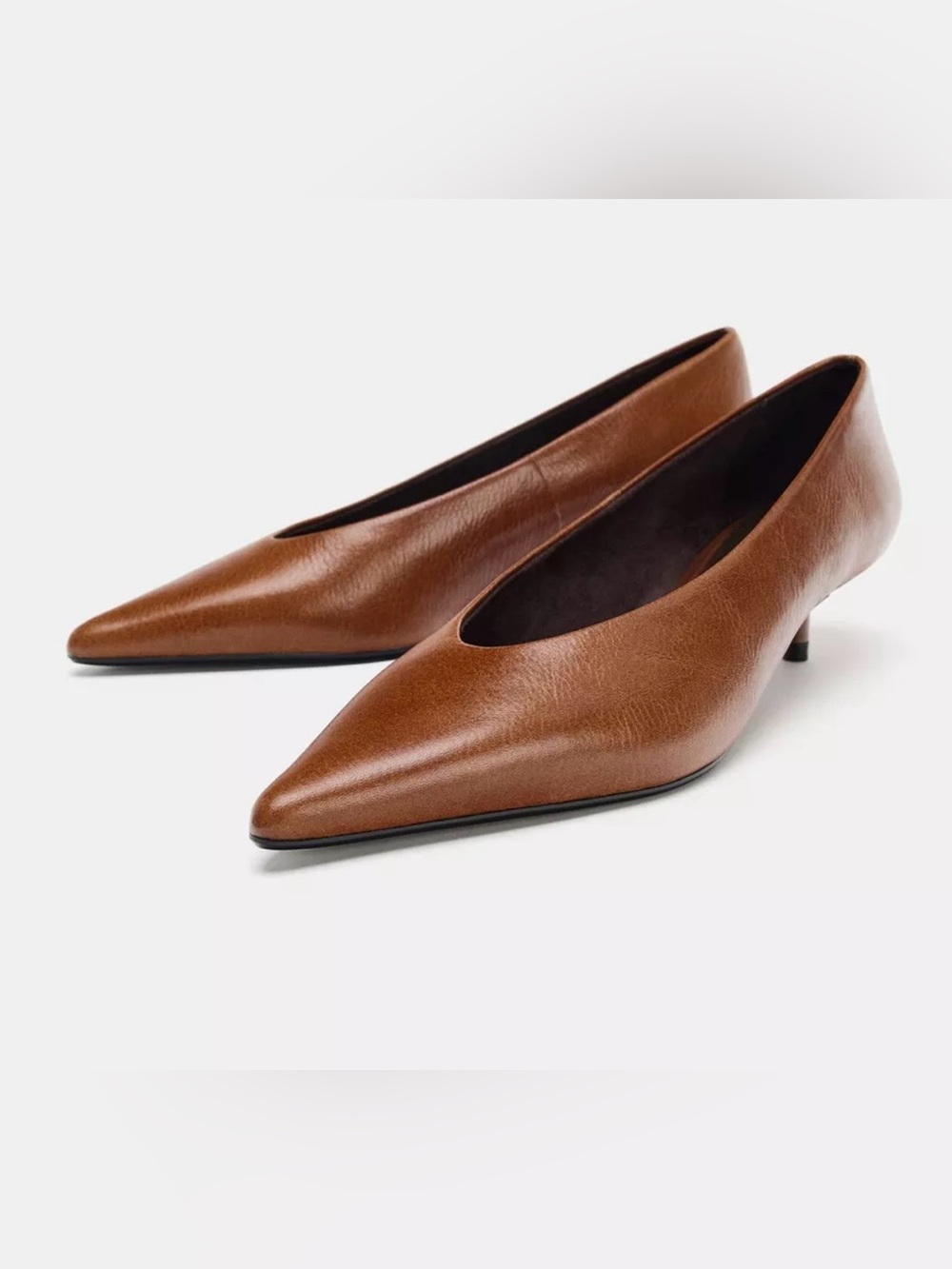 Zara Leather Kitten Heel Shoes
